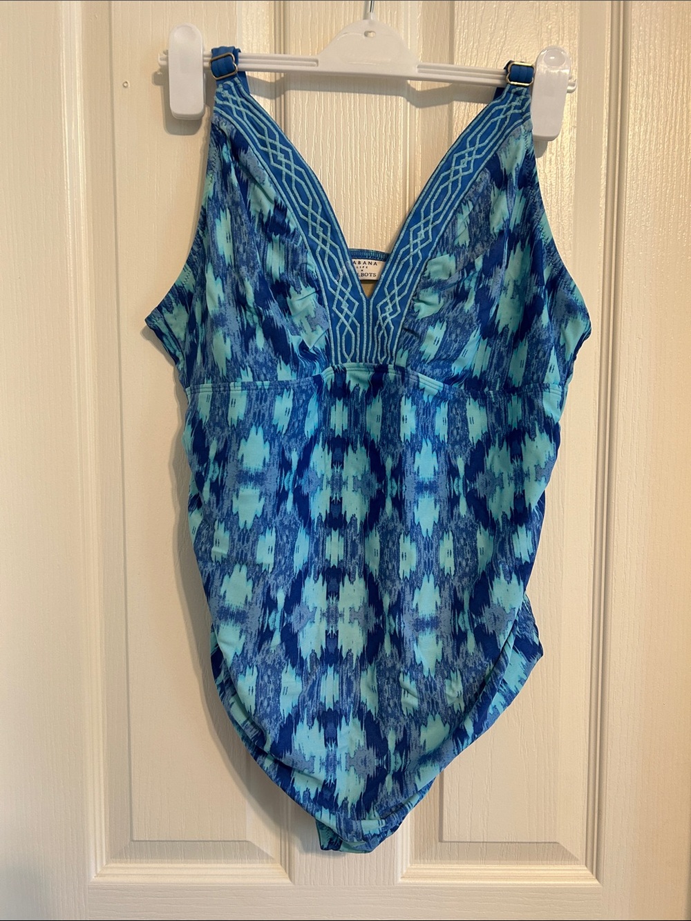 Cabana Life Blue & Aqua Ikat V-Neck One-Piece Swimsuit